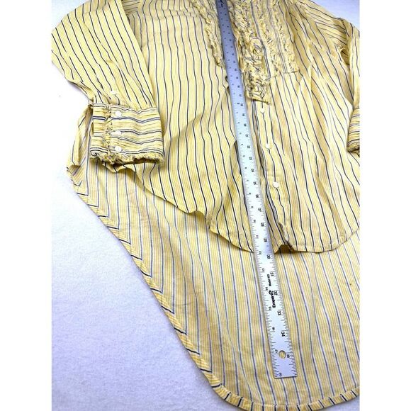 Free People FPone Yellow and Blue Striped Hand Printed Long Sleeve Top Women’s S - Picture 7 of 11